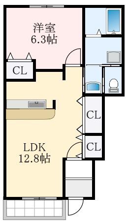 カンフォートG・I(1LDK/1階)の間取り写真