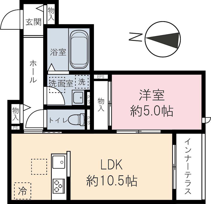 HIKARI(1LDK/1階)の間取り写真
