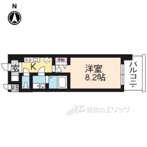 アーバンフラッツ五条堀川(1K/6階)の間取り写真