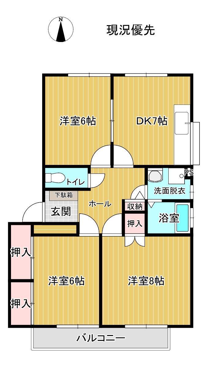 SERENE78 A(3DK/1階)の間取り写真