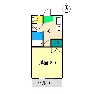 MNハイツ(1K/1階)の間取り写真
