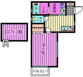 ウッドヴィレッジ宮原II(1K/2階)の間取り写真
