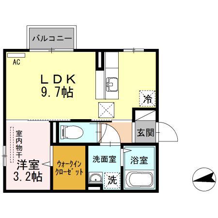 アルトプエンテ(1LDK/1階)の間取り写真