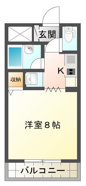 ランドマーク2(1K/3階)の間取り写真