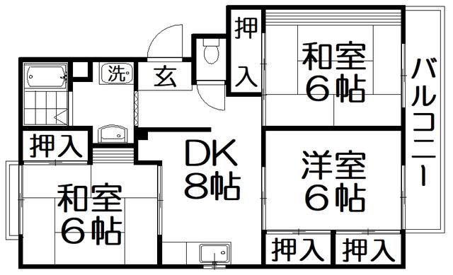 ヴァンベール91(3DK/2階)の間取り写真
