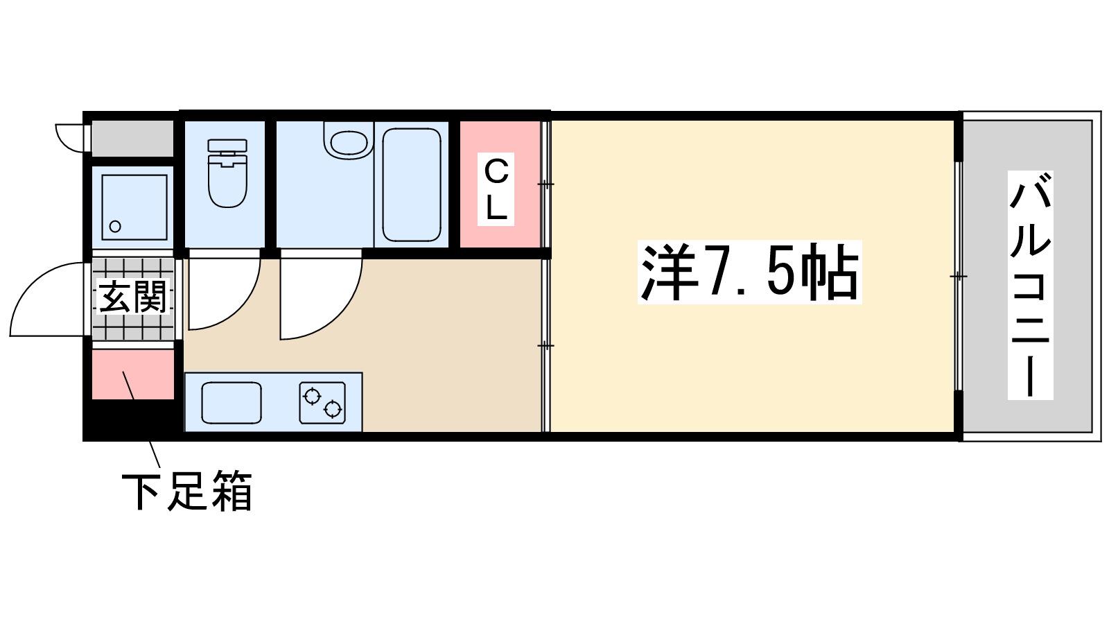 FIVE TWO(1K/7階)の間取り写真