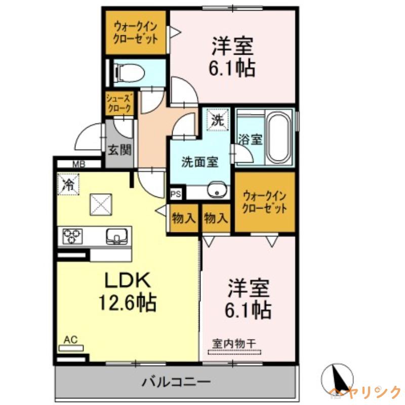フラーテル(2LDK/1階)の間取り写真