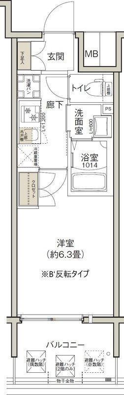 クレストコート靱公園(1K/3階)の間取り写真