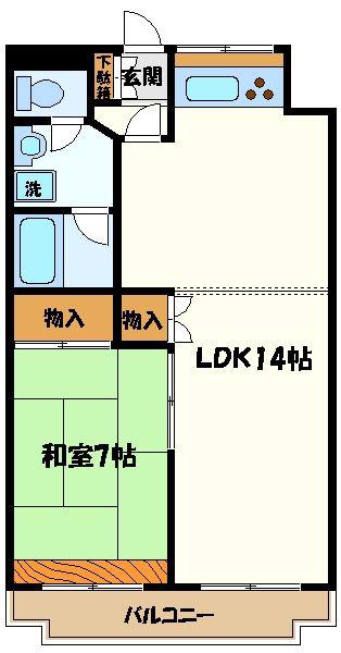 カーザモンターニャ(1LDK/5階)の間取り写真