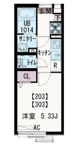 イクシオ光(1K/2階)の間取り写真
