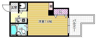 ハイネス石川(1K/4階)の間取り写真