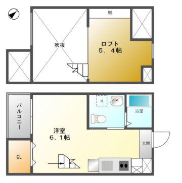 ホワイトアゲート(ワンルーム/1階)の間取り写真