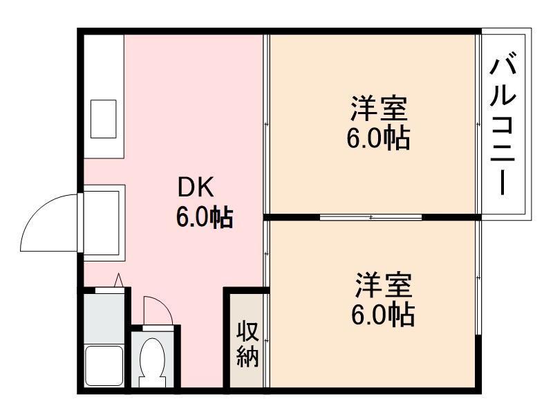 メゾンシーサイド(2DK/2階)の間取り写真