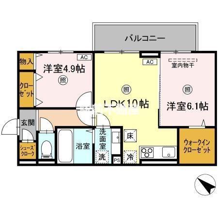 プレミエール大保(2LDK/3階)の間取り写真