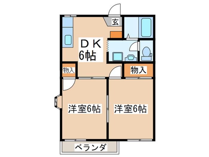 プレミール小園(2DK/2階)の間取り写真