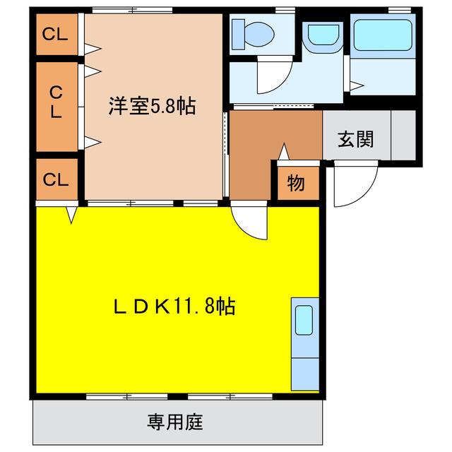 ディアステージ(1LDK/1階)の間取り写真