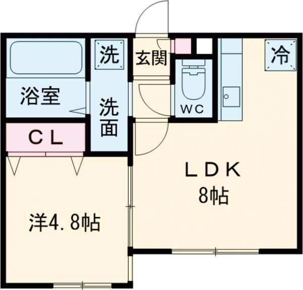 マリオット拓勇西(1LDK/2階)の間取り写真