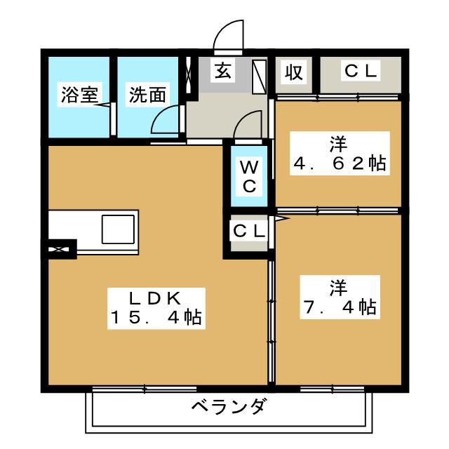 グラシス(2LDK/1階)の間取り写真