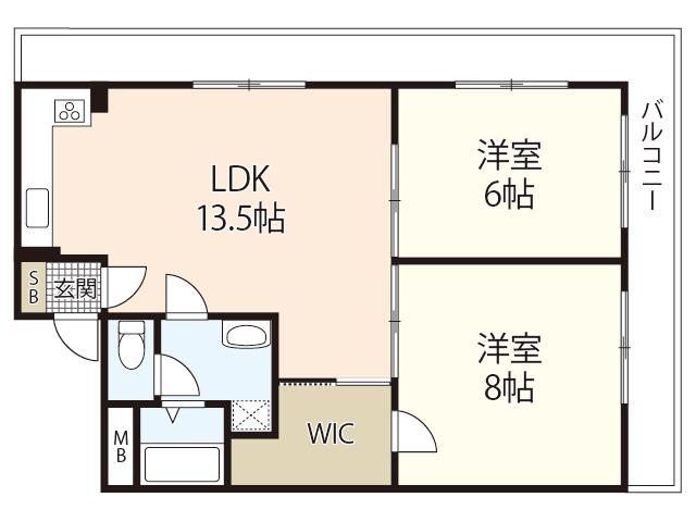 寿々ビル(2LDK/7階)の間取り写真