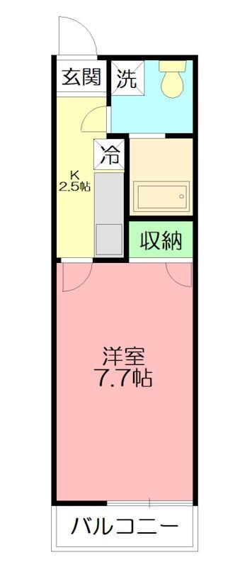 アルカディア(1K/2階)の間取り写真