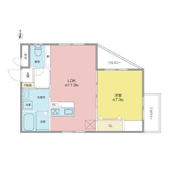 プリムール高蔵(1LDK/1階)の間取り写真