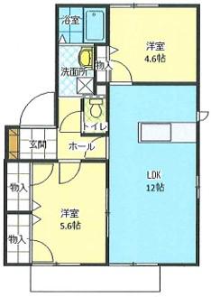 レリーフ22(2LDK/1階)の間取り写真