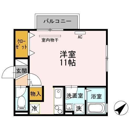 リビングタウン渡橋A(ワンルーム/2階)の間取り写真