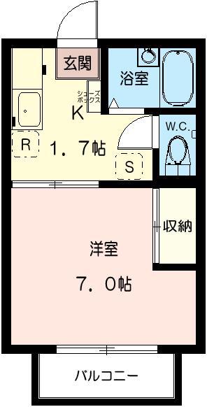 ドミールK NO1(1K/1階)の間取り写真
