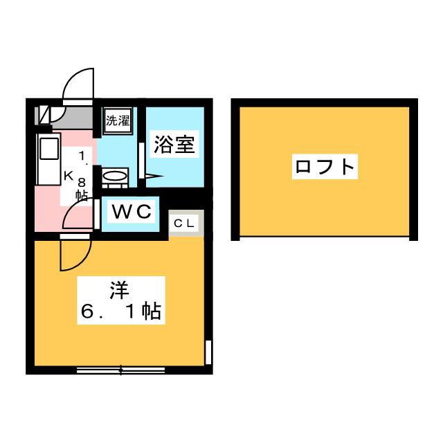 SKY GARDEN黄金町(1K/2階)の間取り写真
