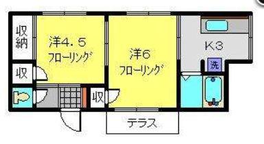 山崎アパート(2K/1階)の間取り写真