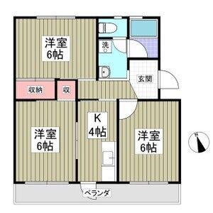 サンシャイン新真鍋(3K/2階)の間取り写真