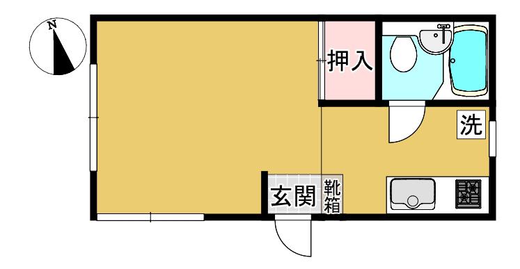 サンヴェルテ(ワンルーム/1階)の間取り写真