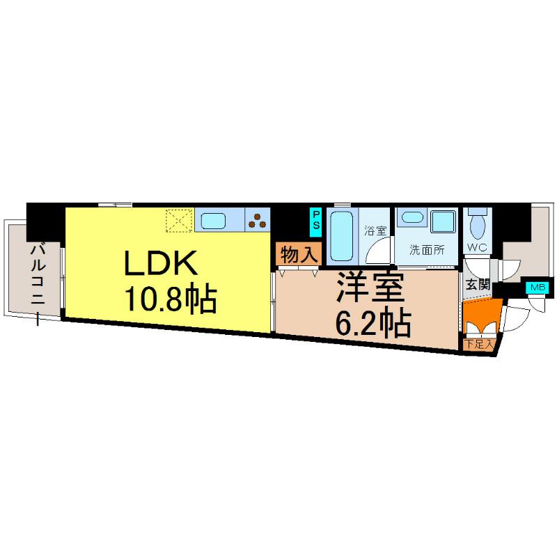 SLANT WALLS(1LDK/3階)の間取り写真