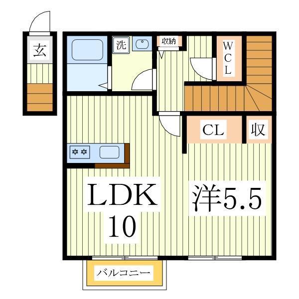 セナリオフォルム柏たなかII(1LDK/2階)の間取り写真