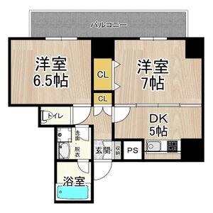 CITY SPIRE難波プレミア(2DK/7階)の間取り写真