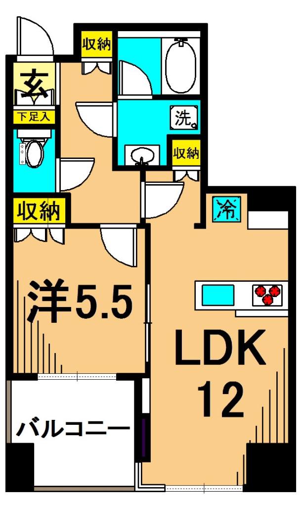 大崎ウエストシティタワーズW棟(1LDK/18階)の間取り写真