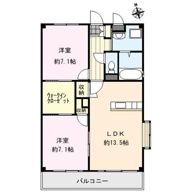 レフィナードパティオ(2LDK/6階)の間取り写真