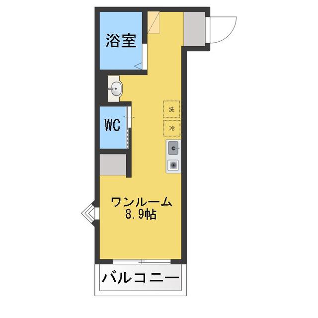 メルラス相模原(ワンルーム/2階)の間取り写真