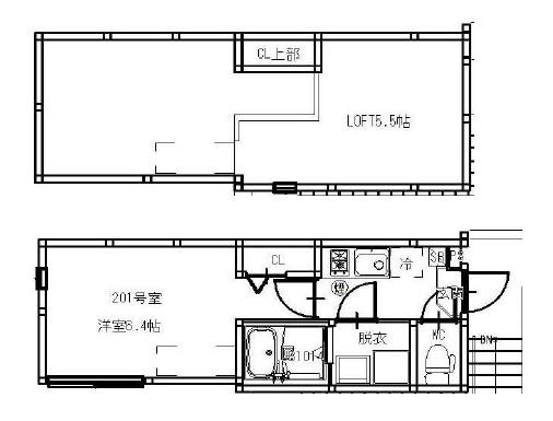 LOFT AOI(1K/2階)の間取り写真