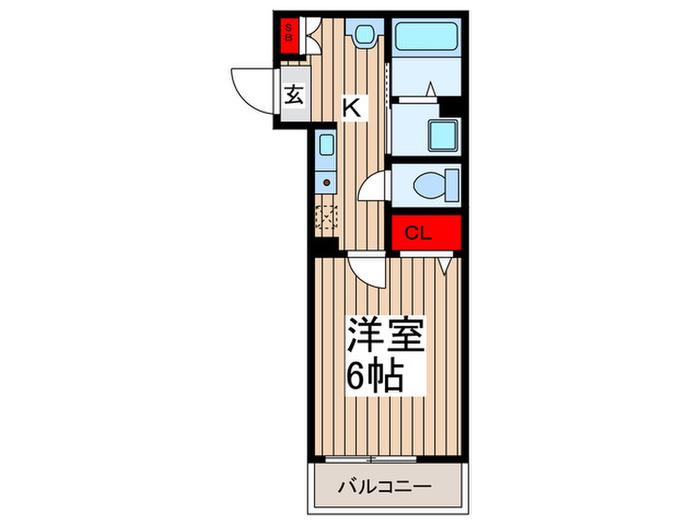 ラウレア北越谷(1K/2階)の間取り写真