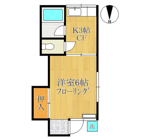 フジハウス(1K/1階)の間取り写真