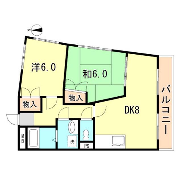 セオコート明石2(2LDK/2階)の間取り写真