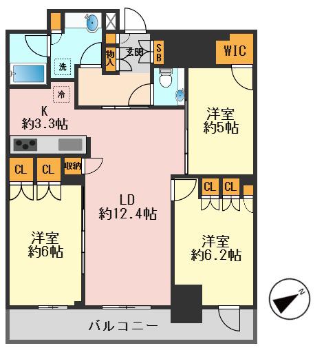 プラウドタワー小岩フロント(3LDK/26階)の間取り写真