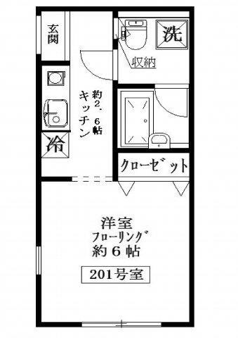 フェルマリオ(1K/2階)の間取り写真