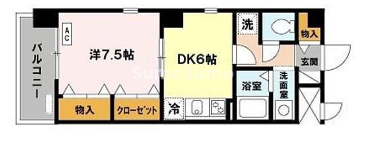 キリンコンプリート(1DK/6階)の間取り写真