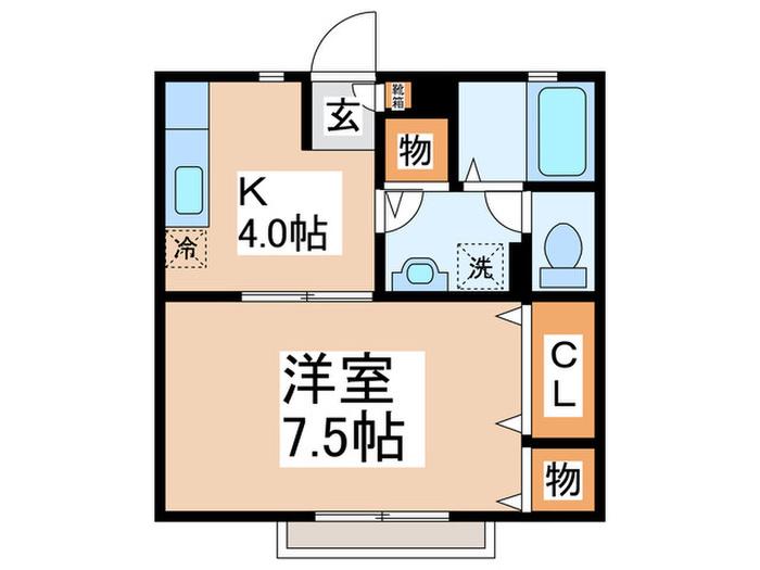 イサミハイツ(1K/2階)の間取り写真