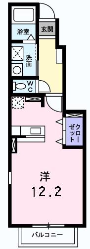 アクア ガーデン II(ワンルーム/1階)の間取り写真