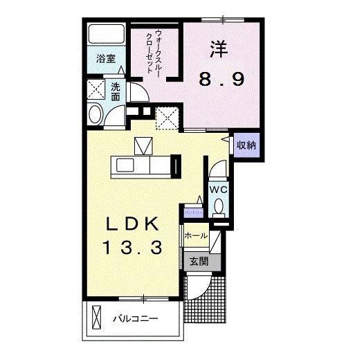 コンフォート・ソレイユII(1LDK/1階)の間取り写真
