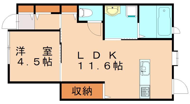 NOVOIIB(1LDK/1階)の間取り写真
