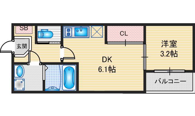 ハーモニーテラス鳴海町VII(1DK/2階)の間取り写真